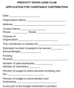 Application for Charitable Contribution